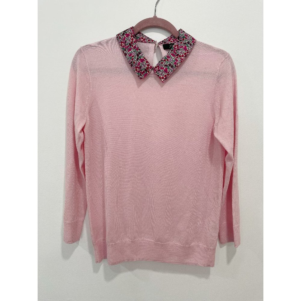 J.Crew Tippi Sweater with Liberty Print Collar